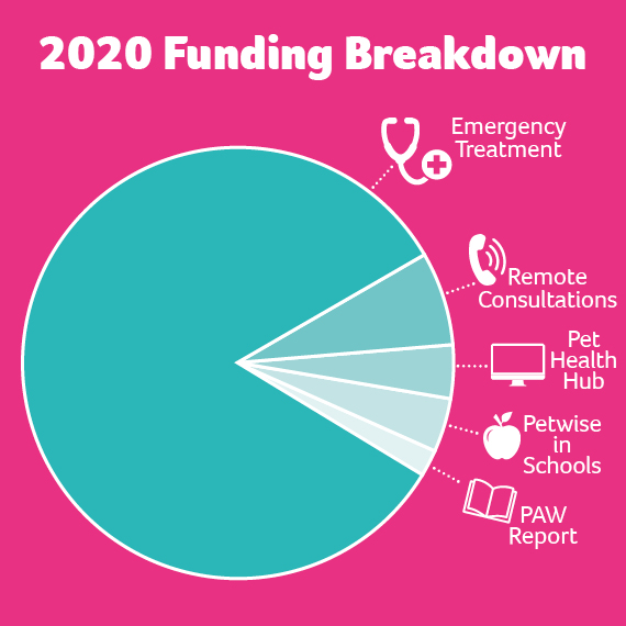 A pie chart breakdown of what we used our funding on